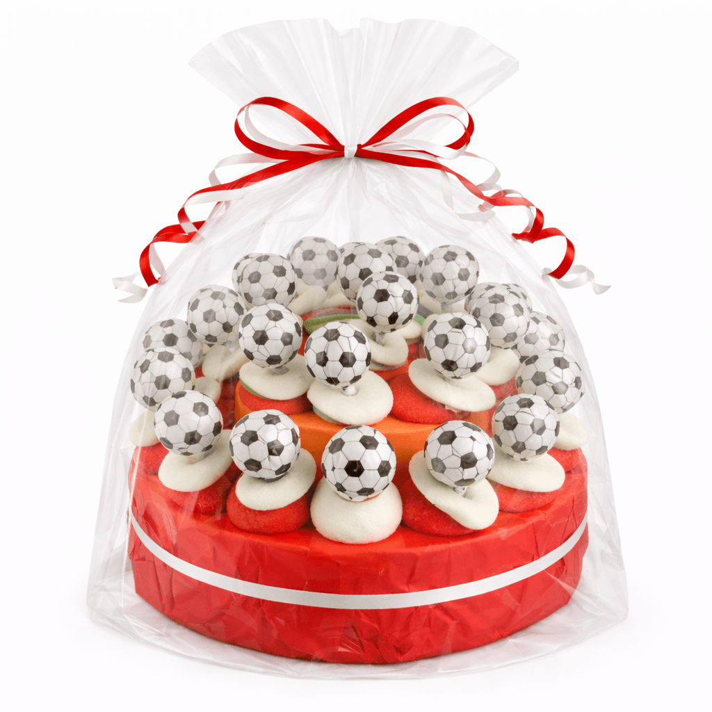 Snoeptaart voetbal met 30 snoeptraktaties