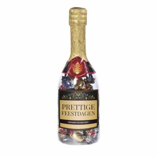 champagne fles prettige feestdagen