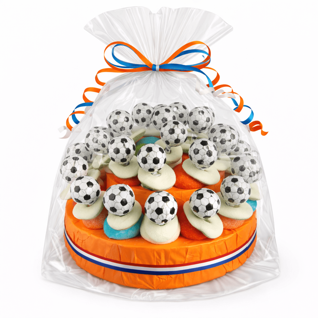 Snoeptaart voetbal met 30 snoeptraktaties