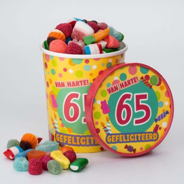 candy bucket 65 jaar sfeer