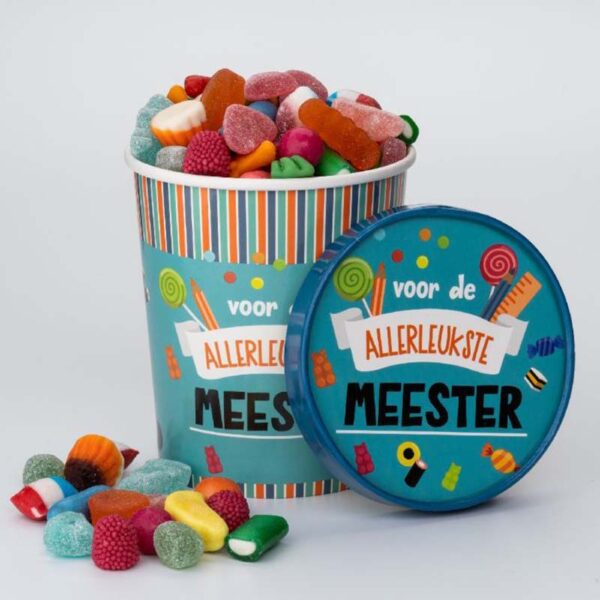 Snoeppot candy bucket meester
