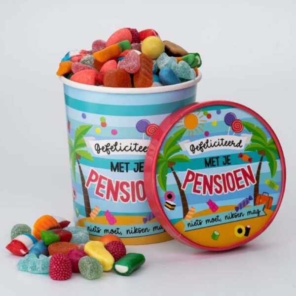 Snoeppot candy bucket pensioen