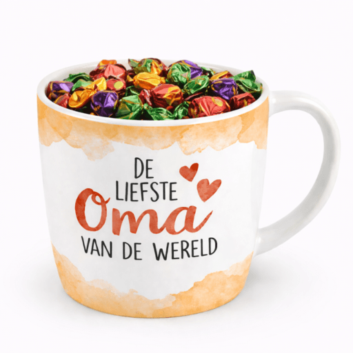 Cadeau mok oma gevuld met toffee