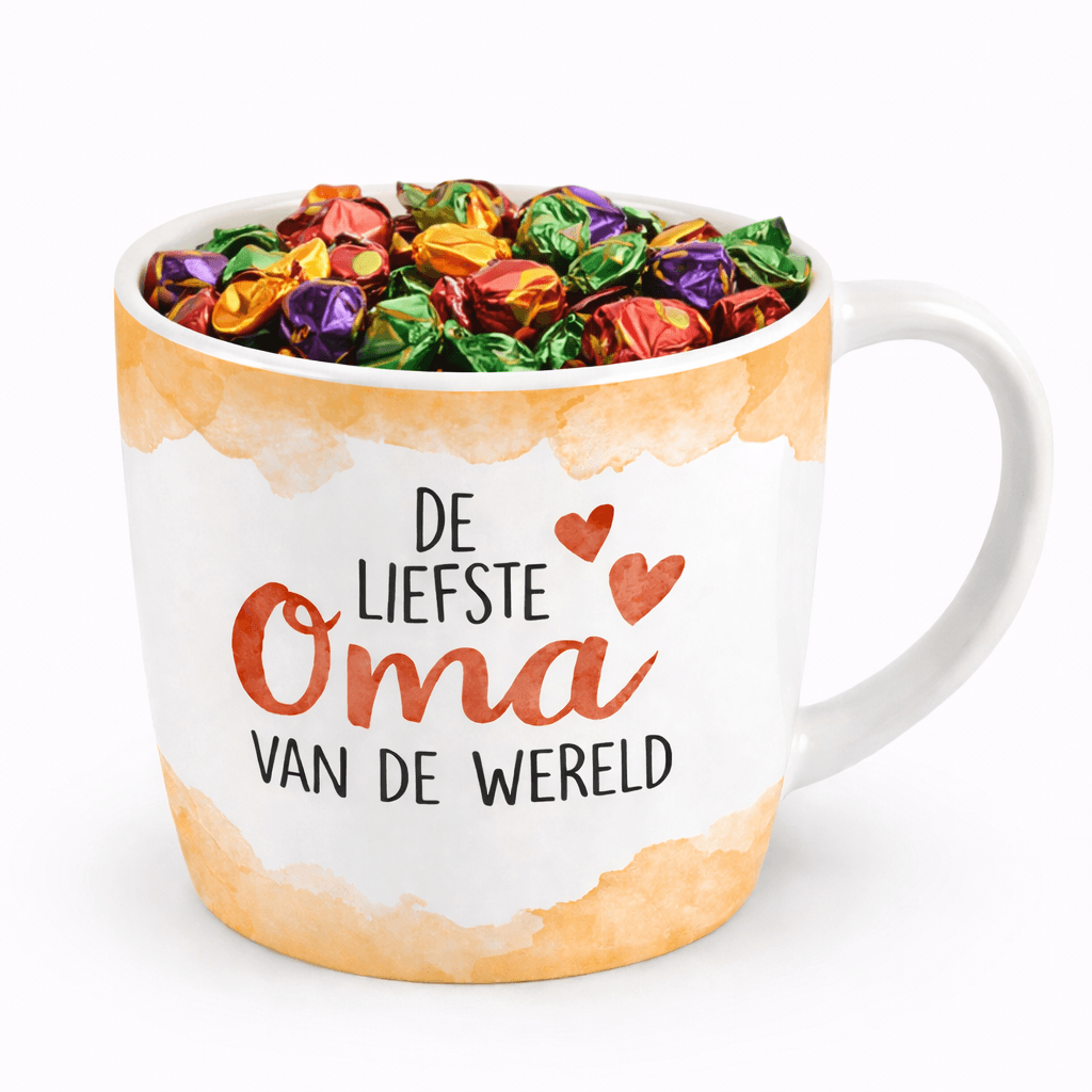 Cadeau mok oma gevuld met toffee