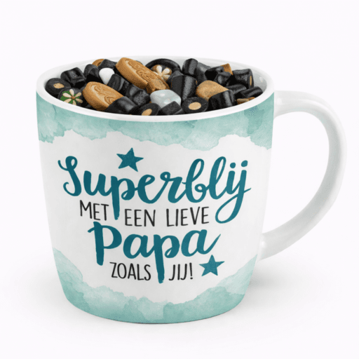Cadeau mok papa gevuld met drop