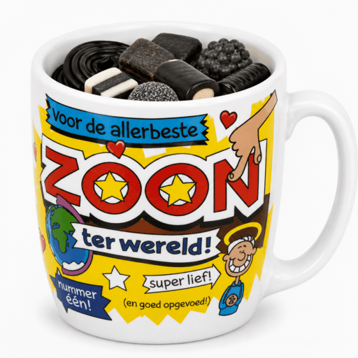 mok zoon gevuld met snoepmix