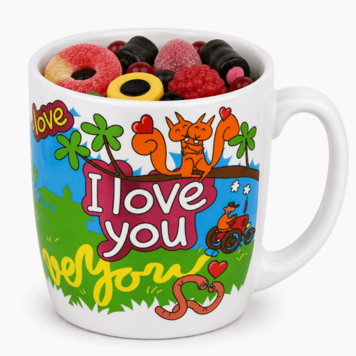mok love you gevuld met snoepmix