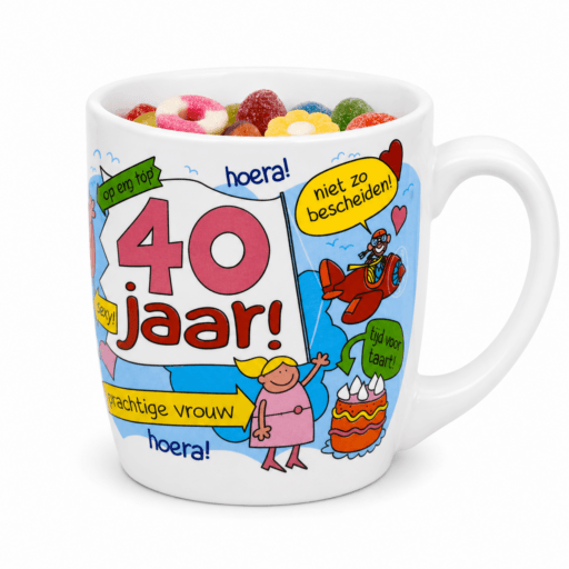 mok 40 jaar gevuld met snoepmix